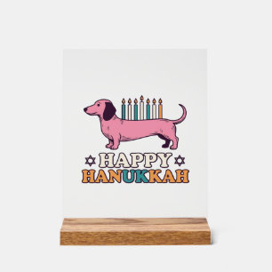 Fröhliches Chanukka Dachshund Menora-Hund-Shirt-De Acrylschild