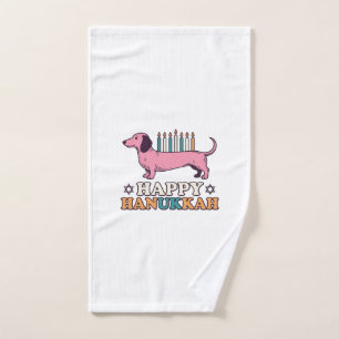 Fröhliches Chanukka Dachshund Menora Hund Shirt De Handtuch