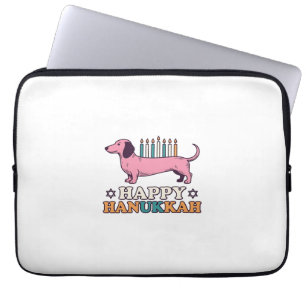 Fröhliches Chanukka Dachshund Menora Hund-Shirt-De Laptopschutzhülle