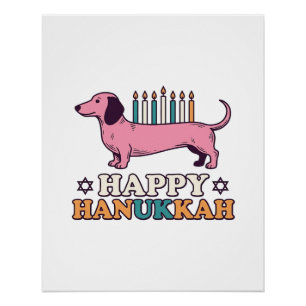 Fröhliches Chanukka Dachshund Menora Hund-Shirt-De Poster
