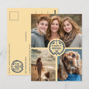 Fröhliches Chanukka Handgezeichnete INDIVIDUELLE 3 Postkarte