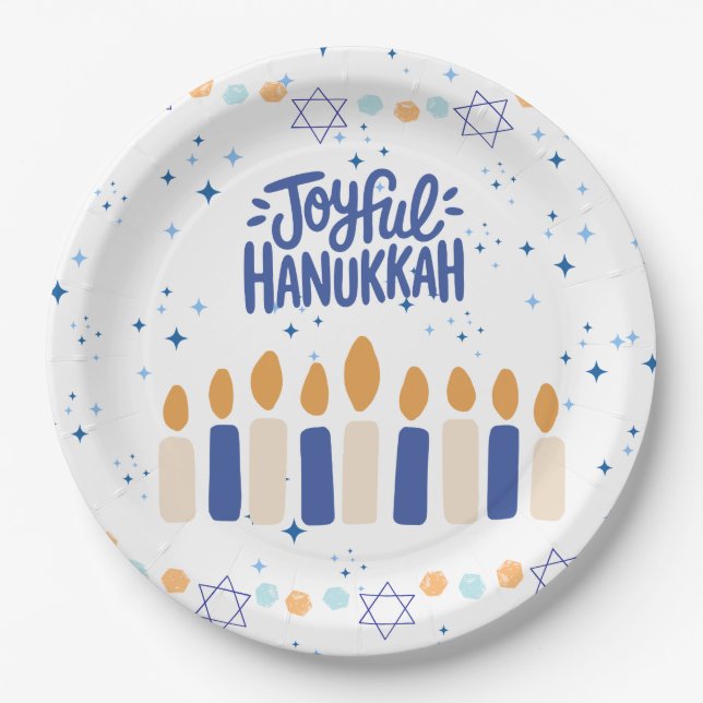Fröhliches Chanukka Pappteller (Vorderseite)