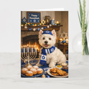 Fröhliches Chanukka Westie-Karte – Festliche jüdis Karte