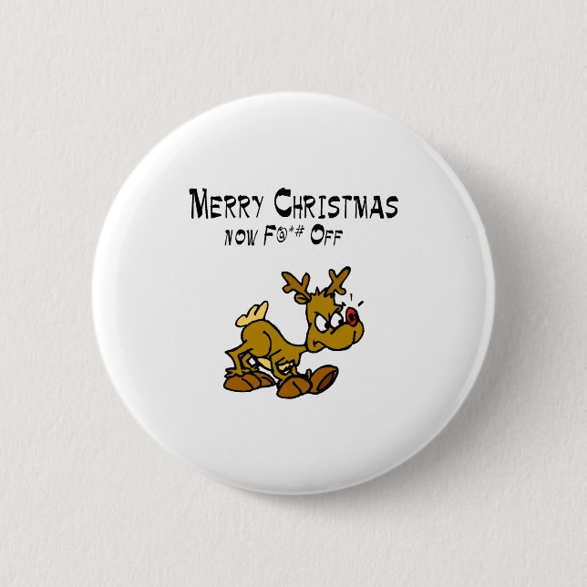 Fröhliches Chrismas jetzt F*ck weg Button (Vorderseite)