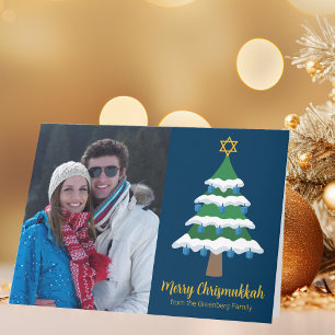 Fröhliches Chrismukkah-jüdisches Familien-Weihnach Feiertagskarte
