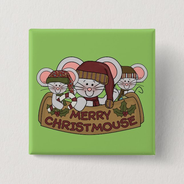 Fröhliches Christmouse Button (Vorderseite)
