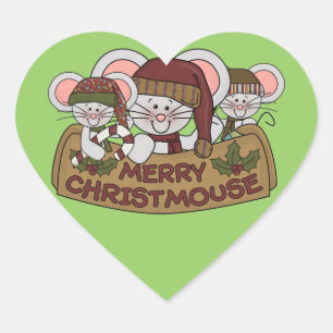 Fröhliches Christmouse Herz-Aufkleber