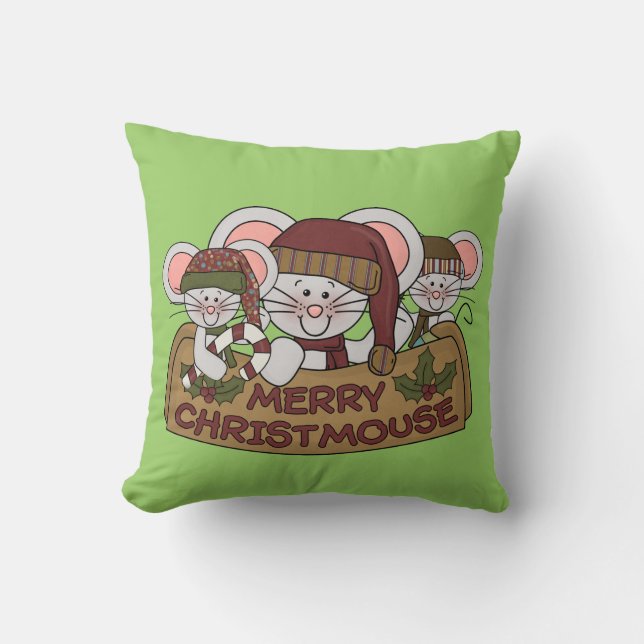 Fröhliches Christmouse Kissen (Vorderseite)