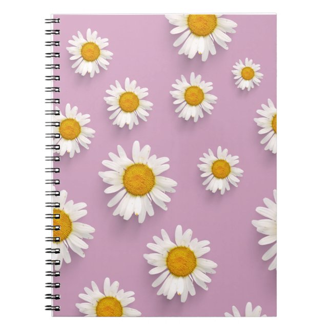 Fröhliches Daisy-Muster auf rosa Hintergrund Notizblock (Vorderseite)