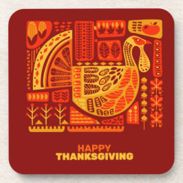 Fröhliches Dankeschön Orange Brown Hard mit Cork Getränkeuntersetzer