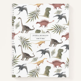 fröhliches Dinosaur Muster Personalisiert Journal Notizbuch