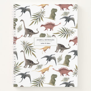 fröhliches Dinosaur Muster Personalisiert Journal Notizbuch