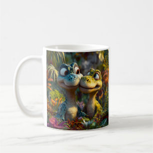 Fröhliches Eidechsenpaar Dschungel Kaffeetasse