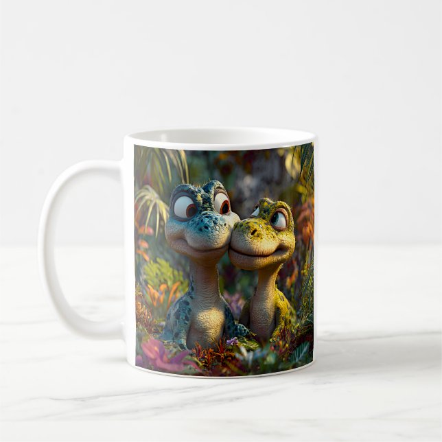 Fröhliches Eidechsenpaar Dschungel Kaffeetasse (Links)