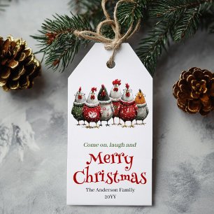 Fröhliches Eigenartiges Hühner-Weihnachtsgeschenk- Geschenkanhänger