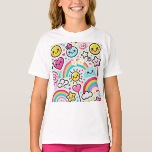 Fröhliches Emoji Design für T - Shirt von Mädchen 