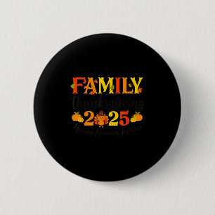 Fröhliches Erntedankfest Lustiger Truthahn Familie Button