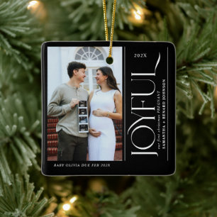 Fröhliches erstes Weihnachten Schwanger Foto Paar Keramikornament
