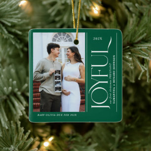 Fröhliches erstes Weihnachten Schwanger Foto Paar Keramikornament