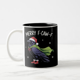 Fröhliches F-Caw-F Rabe Lustiges Weihnachten Krähe Zweifarbige Tasse