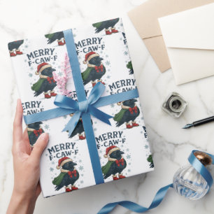 Fröhliches F-KRÄH-F Weihnachten Raven Xmas Santa H Geschenkpapier