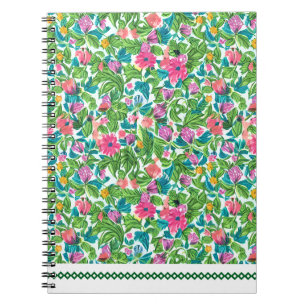 Fröhliches, farbenfrohes Sommerpattern botanische  Notizblock