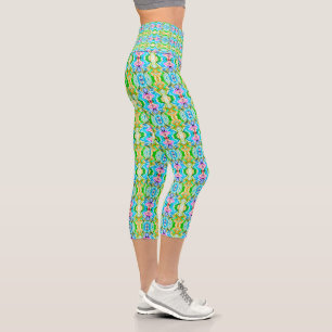 Fröhliches farbiges mehrfarbiges Muster Capri Leggings