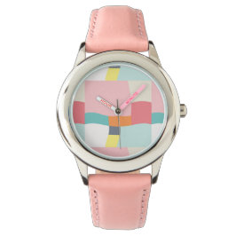 fröhliches Farbmuster - Rosa, Türkis, Orange, Armbanduhr