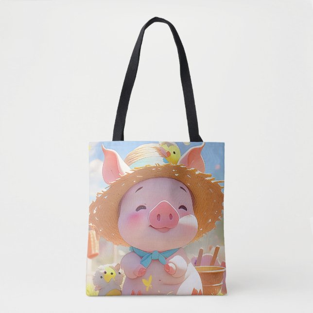 Fröhliches Ferkel mit einem Hut Tasche (Vorderseite)