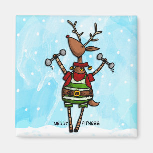 fröhliches Fitnessren Magnet