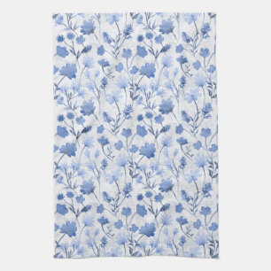 Fröhliches Flora-Küchentuch - Indigo Geschirrtuch