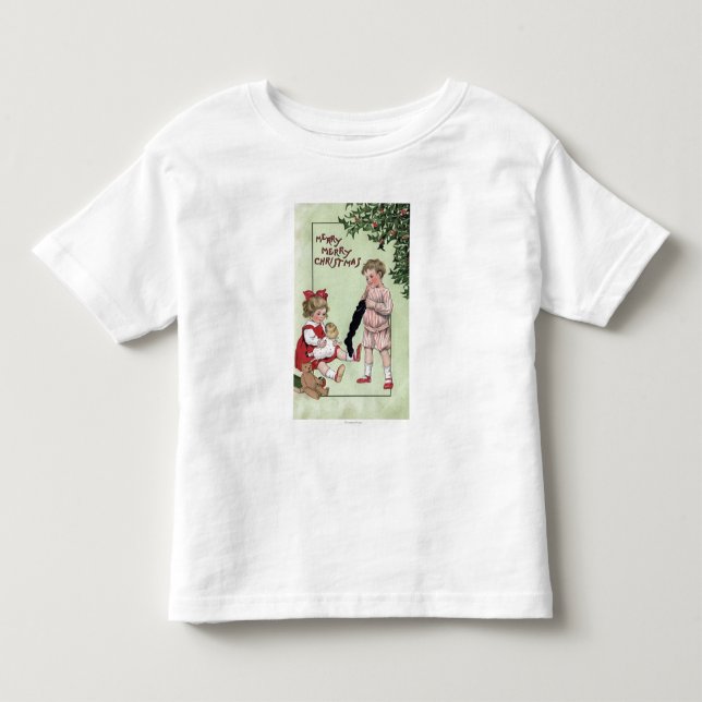 Fröhliches fröhliches ChristmasKids mit Spielwaren Kleinkind T-shirt (Vorderseite)