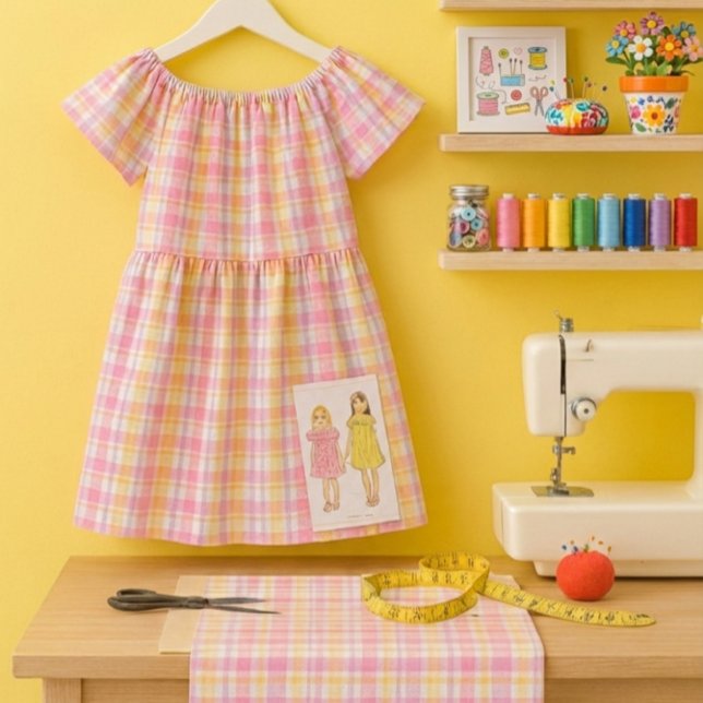 Fröhliches Frühlings-Rotkariert-Bastelstoff  Stoff (Sew pretty spring plaid dresses and home accents with  pink  plaid fabric. )