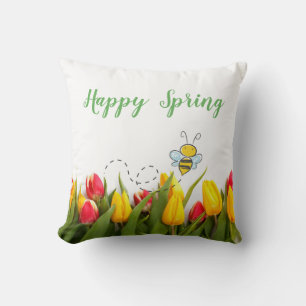 Fröhliches Frühlings-Tulpen-Blumen-Urlaubskissen Kissen