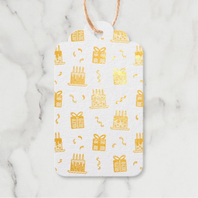 Fröhliches Geburtstagsmuster Geschenkanhänger (Vorderseite)