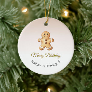 Fröhliches Geburtstagsornament, Weihnachtsgeburtst Keramik Ornament