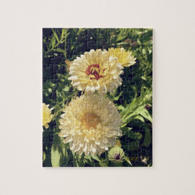 Fröhliches gelbes Blumenpuzzle. (Vertikal)