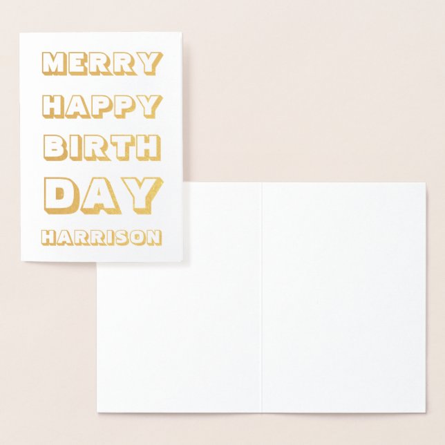 Fröhliches Glück Geburtstag individuelle Name Mode Folienkarte (Anzeige)