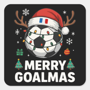 Fröhliches Goalmas Frankreich - Lustiger Fußball-W Quadratischer Aufkleber