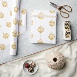 Fröhliches Goldenes Gingham Karo Familien-Weihnach Geschenkpapier