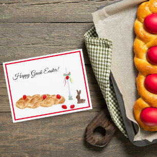 Fröhliches griechisches Ostern Aquarell Essen Postkarte