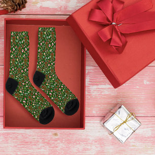Fröhliches grünes festliches Lebkuchen-Süßigkeiten Socken