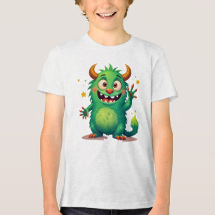 Fröhliches grünes Monster Tri-Blend Shirt