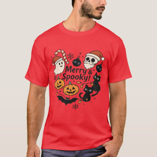 Fröhliches Gruseliges Halloween Weihnachten Mashup T-Shirt