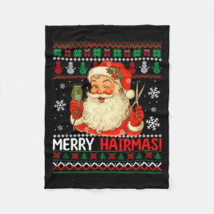 Fröhliches Hairmas-Weihnachtspulli Santa-Friseur  Fleecedecke