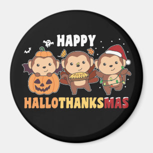 Fröhliches Hallothanksmas-Affen-Weihnachten-Affen- Magnet