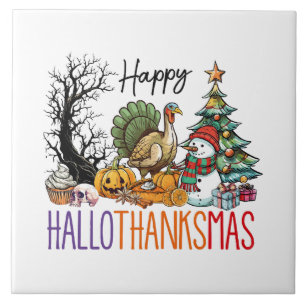 Fröhliches Hallothanksmas Clipart Fliese