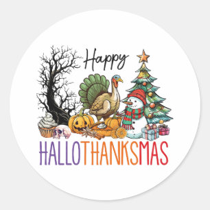 Fröhliches Hallothanksmas Clipart Runder Aufkleber
