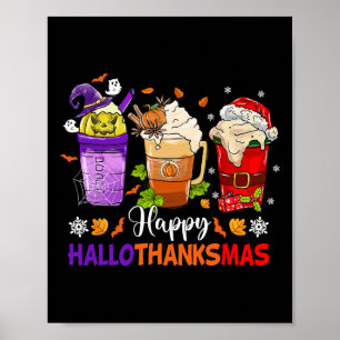 Fröhliches Hallothanksmas Kaffee Latte Halloween D Poster