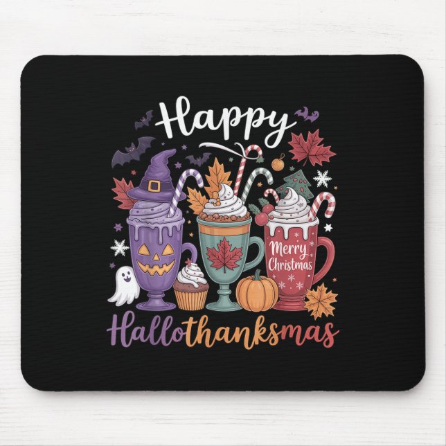 Fröhliches Hallothanksmas Kaffee Lover Halloween Mousepad (Vorne)
